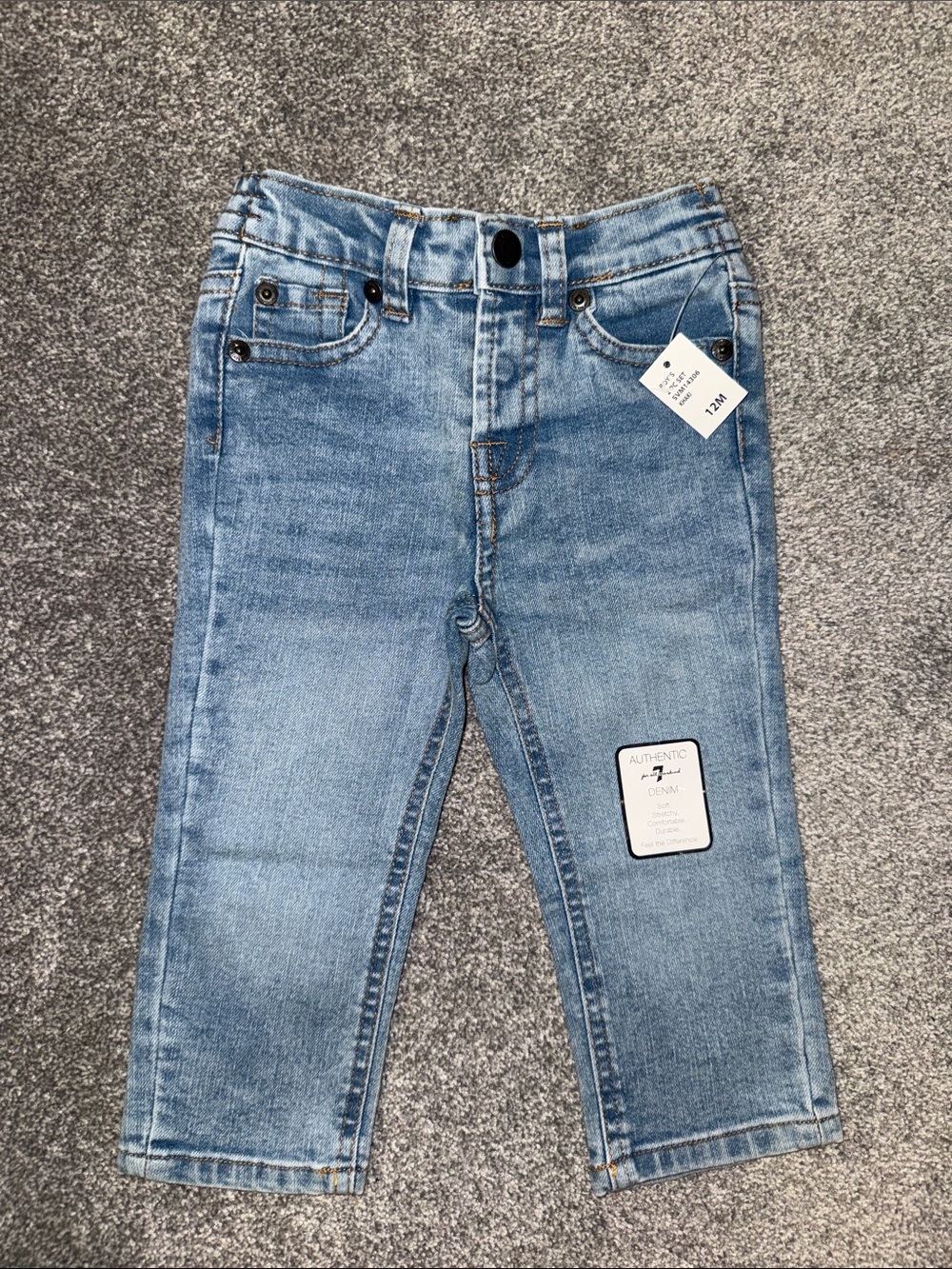 12 Month Old 7 for all mankind Light Blue Denim Jeans - Stretch Toddler Bottoms